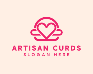 Pink Burger Love Heart logo design