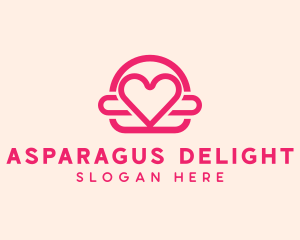 Pink Burger Love Heart logo design