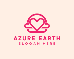 Pink Burger Love Heart logo design