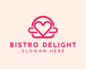 Pink Burger Love Heart logo design