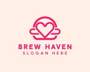 Pink Burger Love Heart logo design