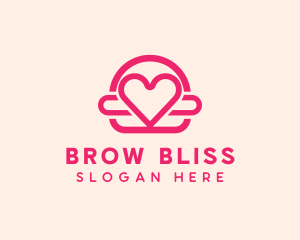 Pink Burger Love Heart logo design