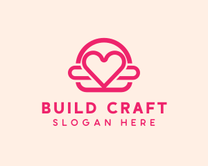 Pink Burger Love Heart logo design