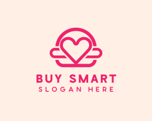 Pink Burger Love Heart logo design