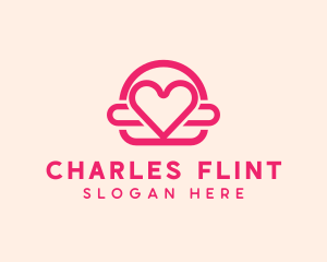 Pink Burger Love Heart logo design