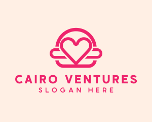 Pink Burger Love Heart logo design