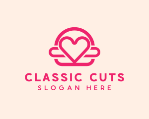 Pink Burger Love Heart logo design