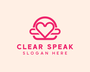 Pink Burger Love Heart logo design