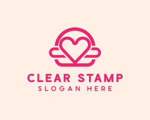 Pink Burger Love Heart logo design