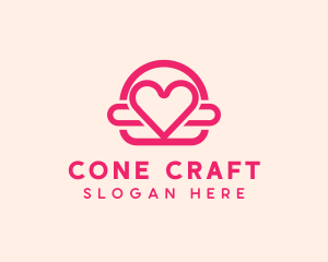 Pink Burger Love Heart logo design