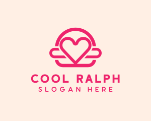 Pink Burger Love Heart logo design