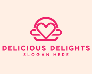 Pink Burger Love Heart logo design