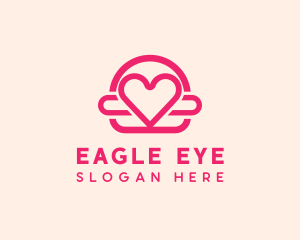 Pink Burger Love Heart logo design