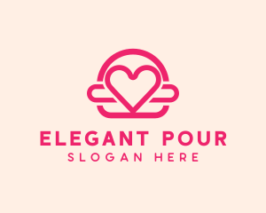 Pink Burger Love Heart logo design