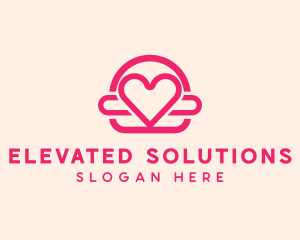 Pink Burger Love Heart logo design