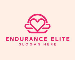 Pink Burger Love Heart logo design