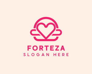 Pink Burger Love Heart logo design