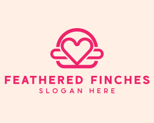 Pink Burger Love Heart logo design