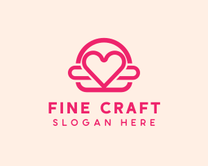 Pink Burger Love Heart logo design