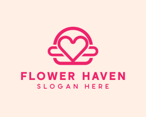 Pink Burger Love Heart logo design