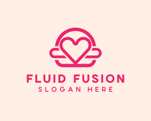 Pink Burger Love Heart logo design