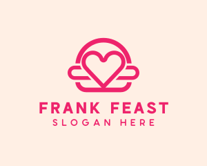 Pink Burger Love Heart logo design