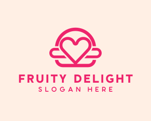 Pink Burger Love Heart logo design