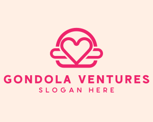 Pink Burger Love Heart logo design