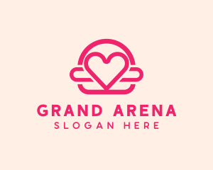 Pink Burger Love Heart logo design