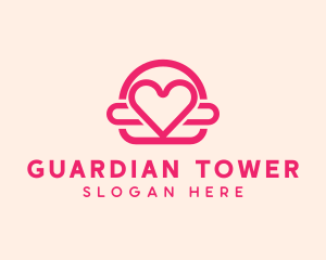 Pink Burger Love Heart logo design