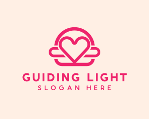 Pink Burger Love Heart logo design