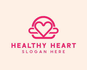 Pink Burger Love Heart logo design