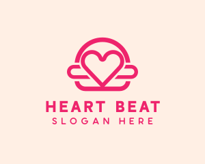 Pink Burger Love Heart logo design