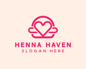 Pink Burger Love Heart logo design