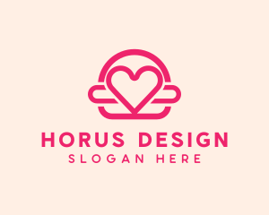 Pink Burger Love Heart logo design