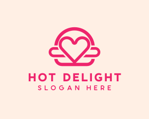 Pink Burger Love Heart logo design