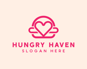 Pink Burger Love Heart logo design