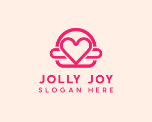 Pink Burger Love Heart logo design