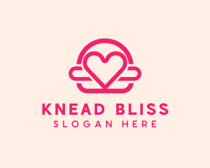 Pink Burger Love Heart logo design