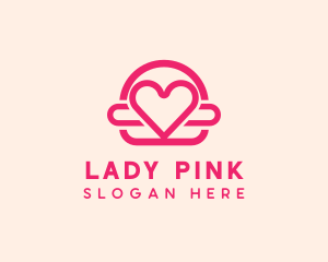 Pink Burger Love Heart logo design