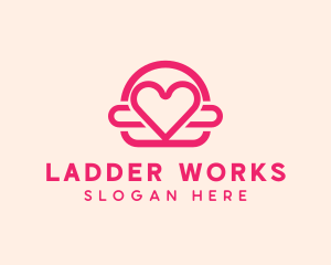 Pink Burger Love Heart logo design