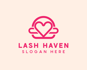 Pink Burger Love Heart logo design