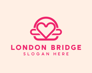 Pink Burger Love Heart logo design