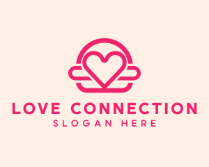 Pink Burger Love Heart logo design