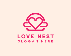 Pink Burger Love Heart logo design