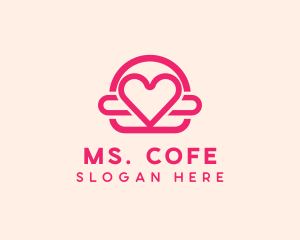 Pink Burger Love Heart logo design