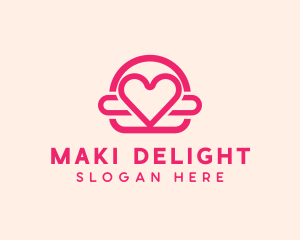 Pink Burger Love Heart logo design