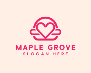 Pink Burger Love Heart logo design