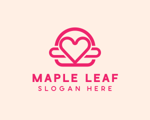 Pink Burger Love Heart logo design