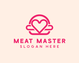 Pink Burger Love Heart logo design